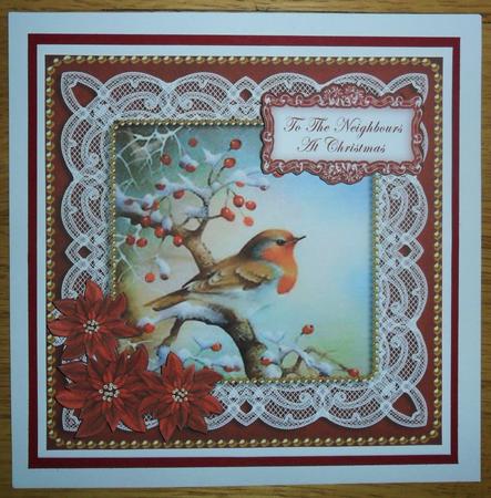 Red Robin Neighbours at Christmas 8in Sentiment Topper by Johanna Lambert