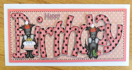 Large Dl Scottie Dog Happy Birthday Felties Quick Card by Johanna Lambert