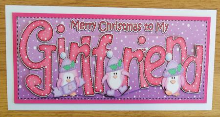 Large Dl Xmas Girlfriend Quick Card 3D Decoupage by Johanna Lambert