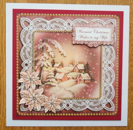 Snowy Village Warmest Wife 8in Sentiment Topper by Johanna Lambert