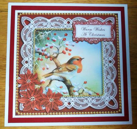 Red Robin Warm Wishes at Christmas 8in Sentiment Topper by Johanna Lambert