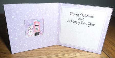 Xmas Penguins N Postbox Matching Insert Square Landscape by Johanna Lambert