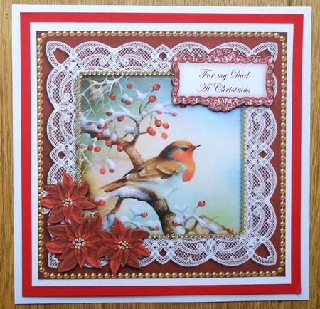 Red Robin Dad at Christmas 8in Sentiment Topper by Johanna Lambert