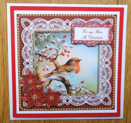 Red Robin Mum at Christmas 8in Sentiment Topper by Johanna Lambert