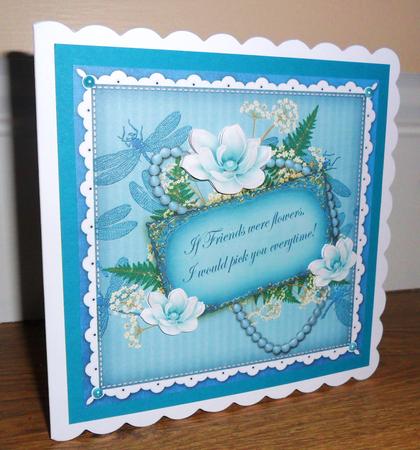 Teal Magnolia If Friends -  8in Vintage Decoupage Topper by Johanna Lambert