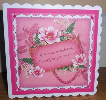 Cerise Magnolia If Friends -  8in Vintage Decoupage Topper by Johanna Lambert
