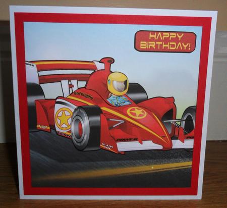 Formula 1 Racing Car Dude 8x8 Quick Card by Johanna Lambert