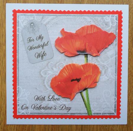 Poppy Duo on Grey Wife Valentines Day 8x8 Inch by Johanna Lambert