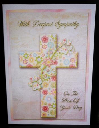 Loss of a Dog Floral Cross Sympathy Card & Insert by Johanna Lambert