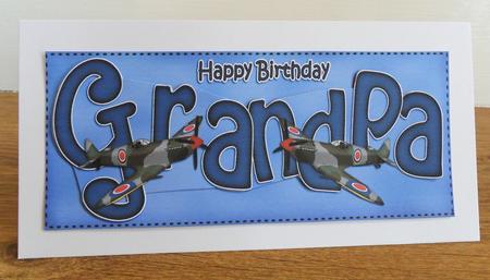 Birthday Grandpa Large Dl Quick Card 3D Decoupage by Johanna Lambert