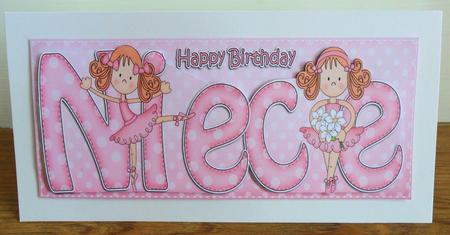 Birthday Niece Large Dl Quick Card 3D Decoupage by Johanna Lambert