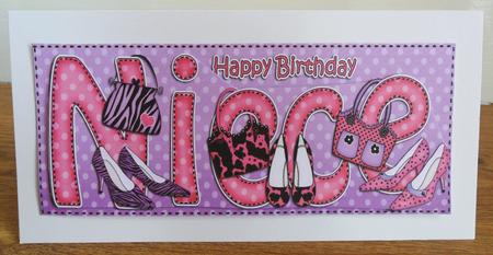 Birthday Niece Large Dl Quick Card 3D Decoupage by Johanna Lambert