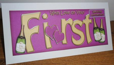 1st Anniversary Large Dl Quick Card N 3D Decoupage by Johanna Lambert
