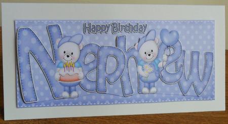 Birthday Nephew Large Dl Card N 3D Decoupage by Johanna Lambert