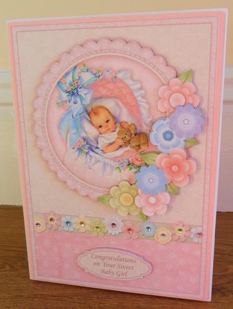 Vintage New Baby Girl & Florals Topper & Decoupage by Johanna Lambert