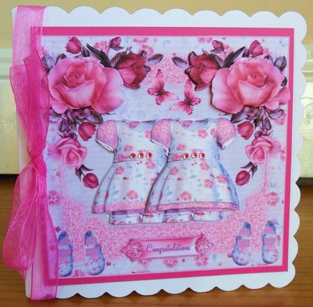 Retro Twin Girls Pretty Dresses and Decoupage by Johanna Lambert