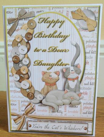 Cats Whiskers Card Front for a Dear Daughter by Johanna Lambert