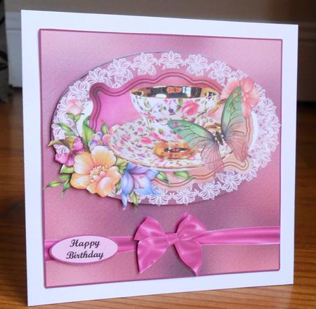 Butterfly Teacup & Easy Decoupage Card Topper by Johanna Lambert