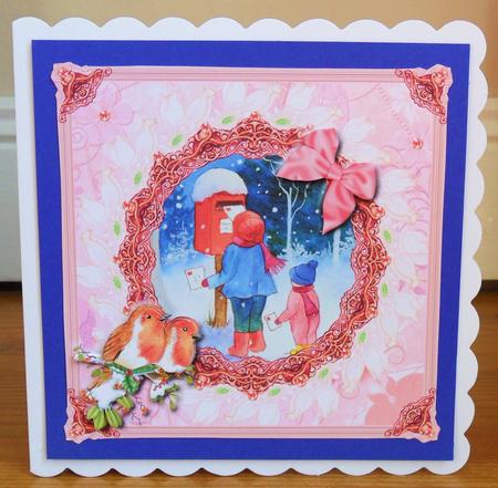 8 x 8 Posting a Letter and 2 Robins Decoupage Topper by Johanna Lambert