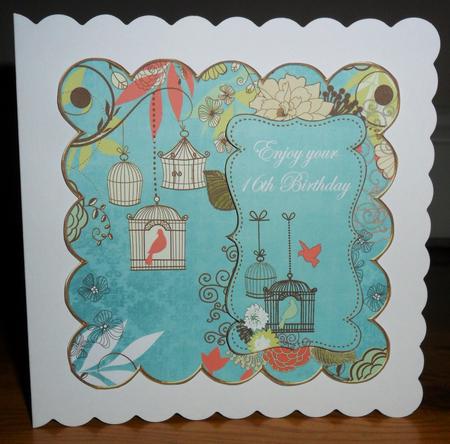 Dusky Teal Birdcage 16th Birthday 8in Scallop Topper by Johanna Lambert