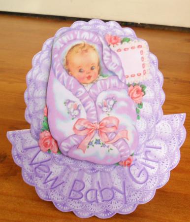 Vintage Baby Girl on Lace Rocker by Johanna Lambert