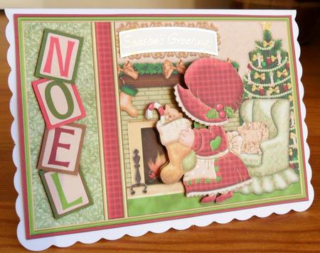 Hanging Christmas Stockings Card Topper & Decoupage by Johanna Lambert