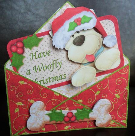 Woofly Christmas Envelope Peeper Card Mini Kit by Johanna Lambert