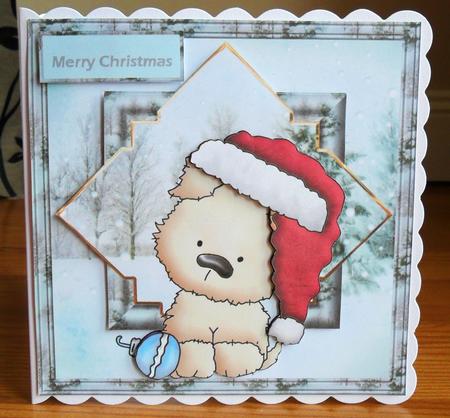 Christmas Puppy Dog Card with a Topper by Johanna Lambert