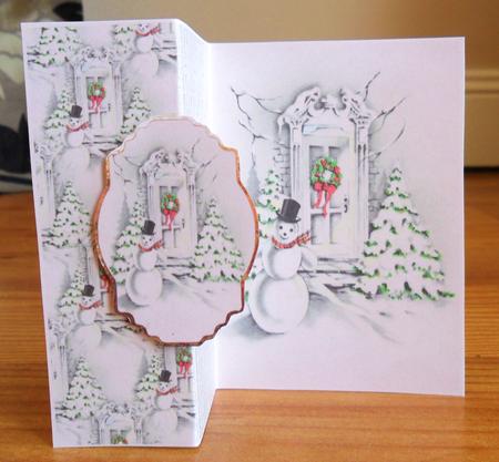 Snowman in the Garden No Hole Fold Back Card by Johanna Lambert