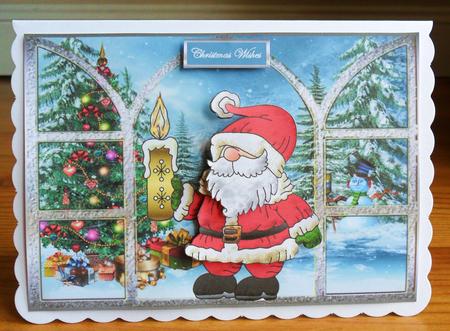 Santa Lights the Way Window View Card by Johanna Lambert