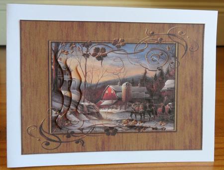Vintage Village Scene with Horse & Sled Pyramid by Johanna Lambert