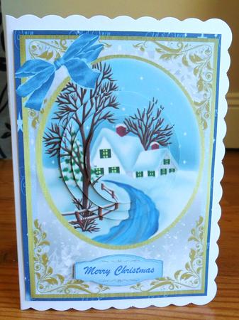 Lovely Christnas Scene on a Gold Trim , Pyramarge by Johanna Lambert