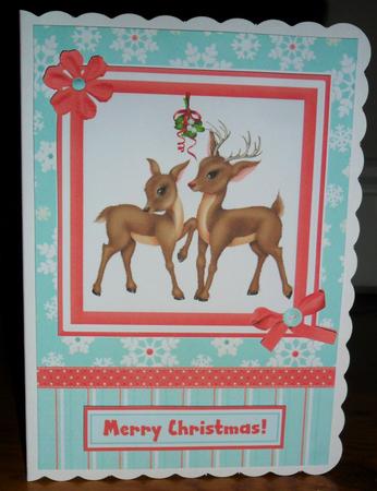 Reindeer Card Front with Decoupage by Johanna Lambert