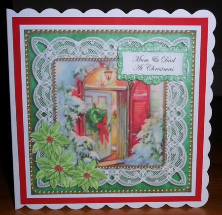 Christmas Door Mum & Dad at Christmas 8in Sentiment Topper by Johanna Lambert