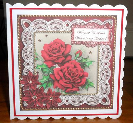 Red Roses Warmest Husband 8in Sentiment Topper by Johanna Lambert