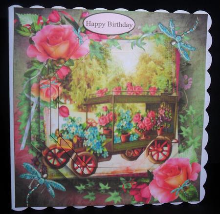 Flower Rose Cart Card Topper & Pyramid Layers by Johanna Lambert