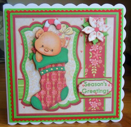 Ted's Christmas Stocking Card Topper & Decoupage by Johanna Lambert