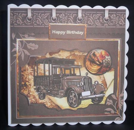 Viintage Delivery Van Card with Shaped Layer by Johanna Lambert
