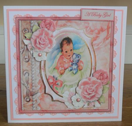 Vintage Baby Girl Card with Decoupage by Johanna Lambert