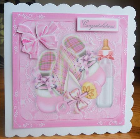 Baby Girl Boots,bottle & Rattle 8x8 by Johanna Lambert