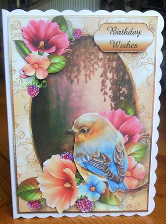 Gorgeous Blue Bird & Summer Flowers by Johanna Lambert