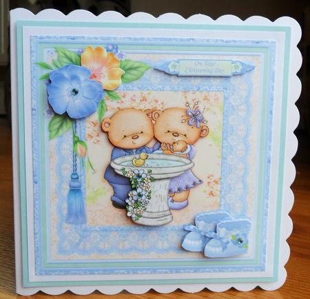 Christening Boy 8x8 Mini Kit & Decoupage by Johanna Lambert