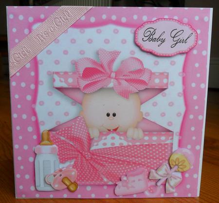 Cute Baby Girl in a Polka Dot Box 8x8 by Johanna Lambert