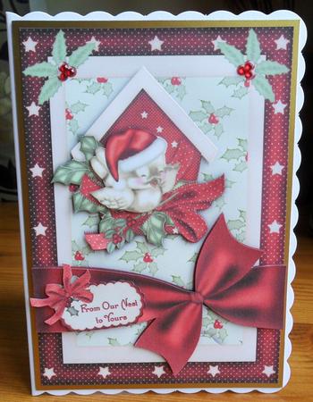 The Little Christmas Sparrow Card Front with Step by Step by Johanna Lambert