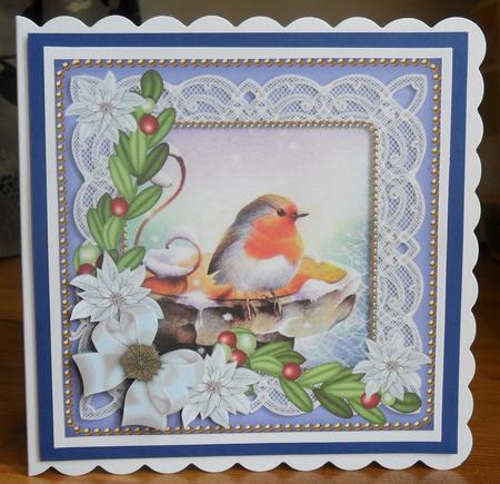 Blue Robin Poinsettia 8in Decoupage Step by Step by Johanna Lambert