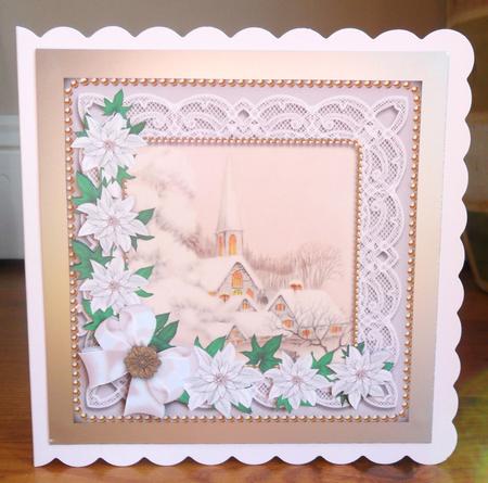 Ice Church Poinsettia Decoupage Step by Step Sheet by Johanna Lambert