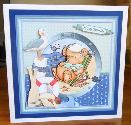 Deckchair Ted Attracts the Birds 8x8 Mini Kit & Decoupage by Johanna Lambert