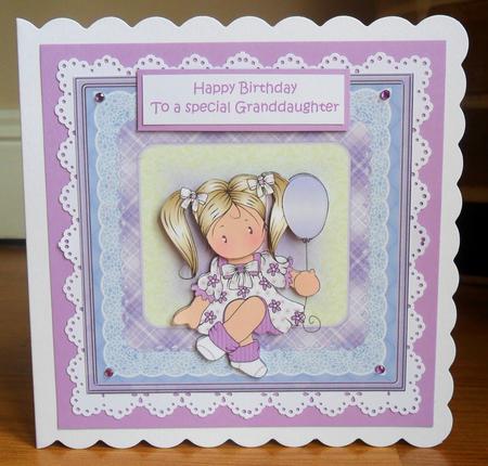 Chloe with a Balloon 7x7 Card and Decoupage by Johanna Lambert
