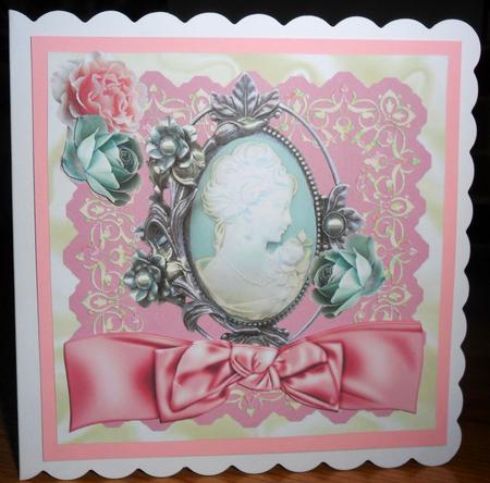Cameo Lady with Roses and Bow 8x8 by Johanna Lambert