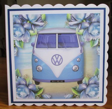 Floral Vw Van - Blue Roses by Johanna Lambert